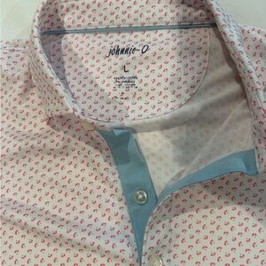 johnnie-O Men's White and Pink Paisley Shirt